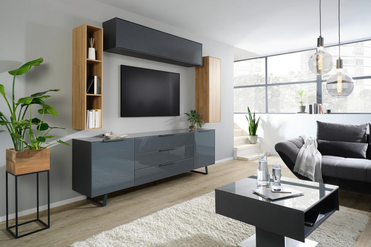 Hängeelement Max Box in Anthrazit - Anthrazit, MODERN, Glas/Holzwerkstoff (38/175/32cm) - Premium Living