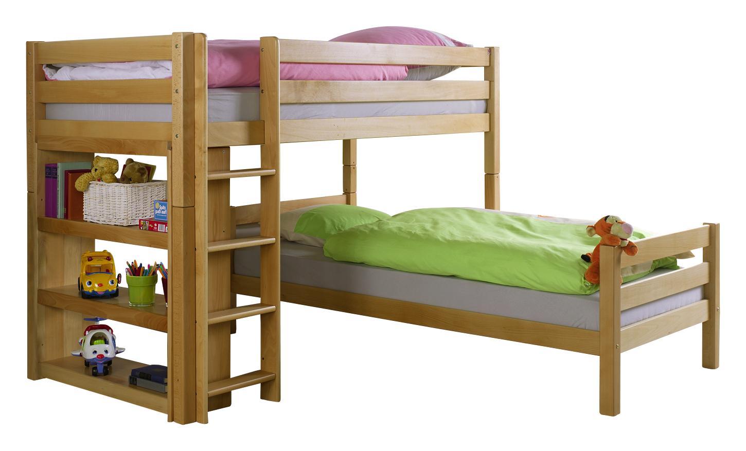 ETAGENBETT in Naturfarben 'Beni L' - Naturfarben, Design, Holz (90/200cm)