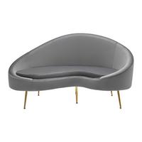 Sofa Lou Grau Samt - Goldfarben/Grau, MODERN, Textil/Metall (172/93/89cm) - Bessagi Home