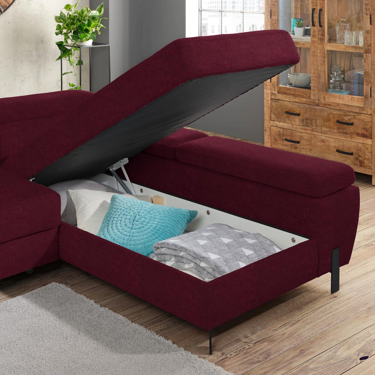 Kutna Garnitura Molina Mini - bordo/crna, Moderno, drvni materijal/drvo (277/189cm) - Mömax