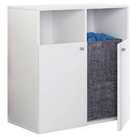 Wäscheschrank KLIDAS L Weiß ca. 80x74x39 cm - Weiß/Grau, MODERN, Holzwerkstoff/Kunststoff (80/74/39cm) - MID.YOU