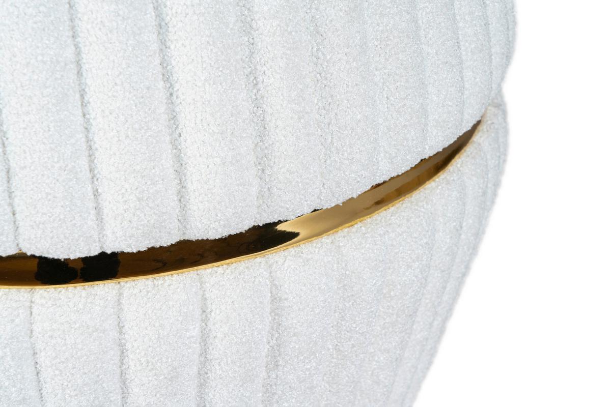 HOCKER DORIC 235 - Weiss/Goldfarben, Design, Textil (51,5/53cm) - Kayoom