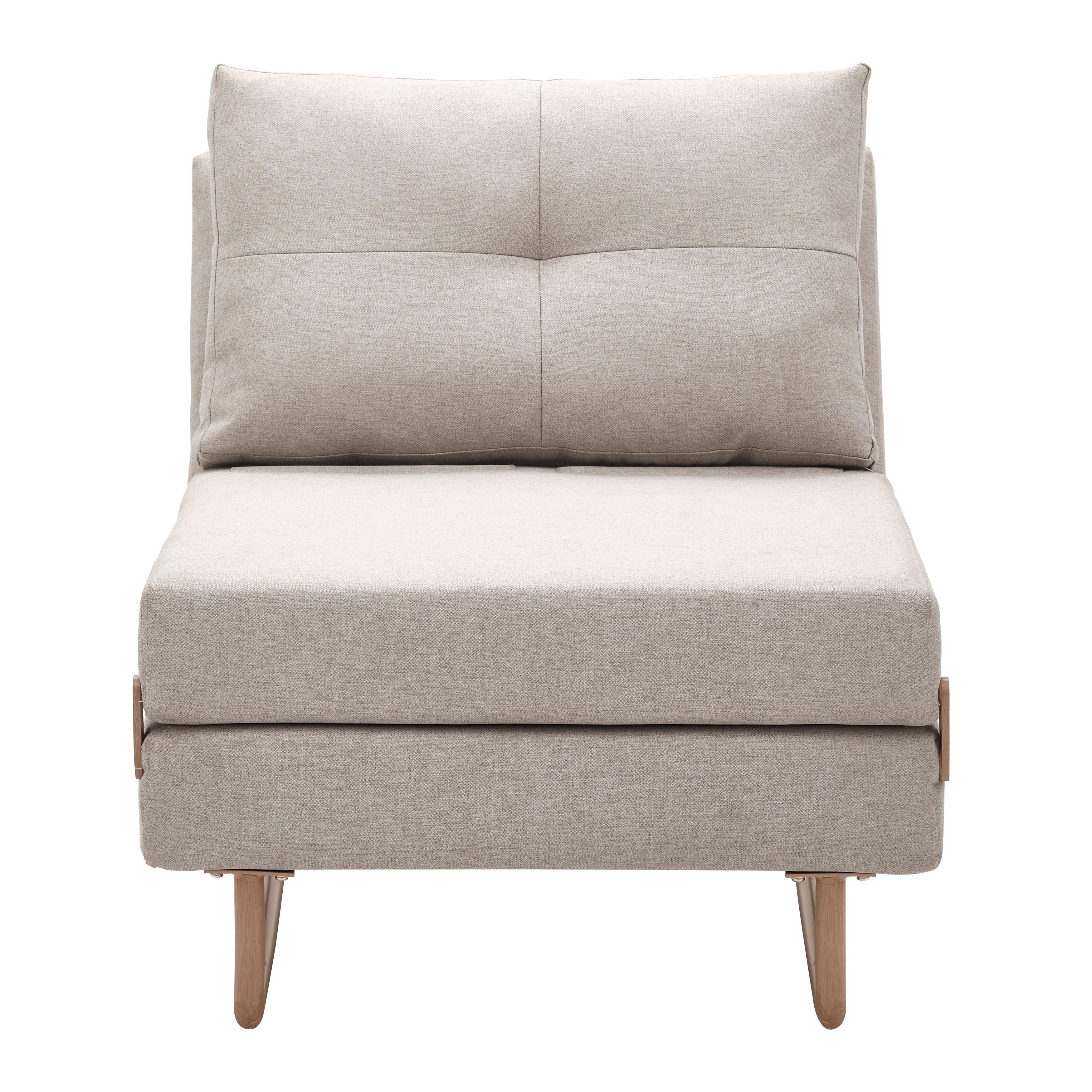 Schlafsessel Malic Beige Webstoff - Eichefarben/Beige, MODERN, Textil/Metall (80/84/90cm) - Bessagi Home