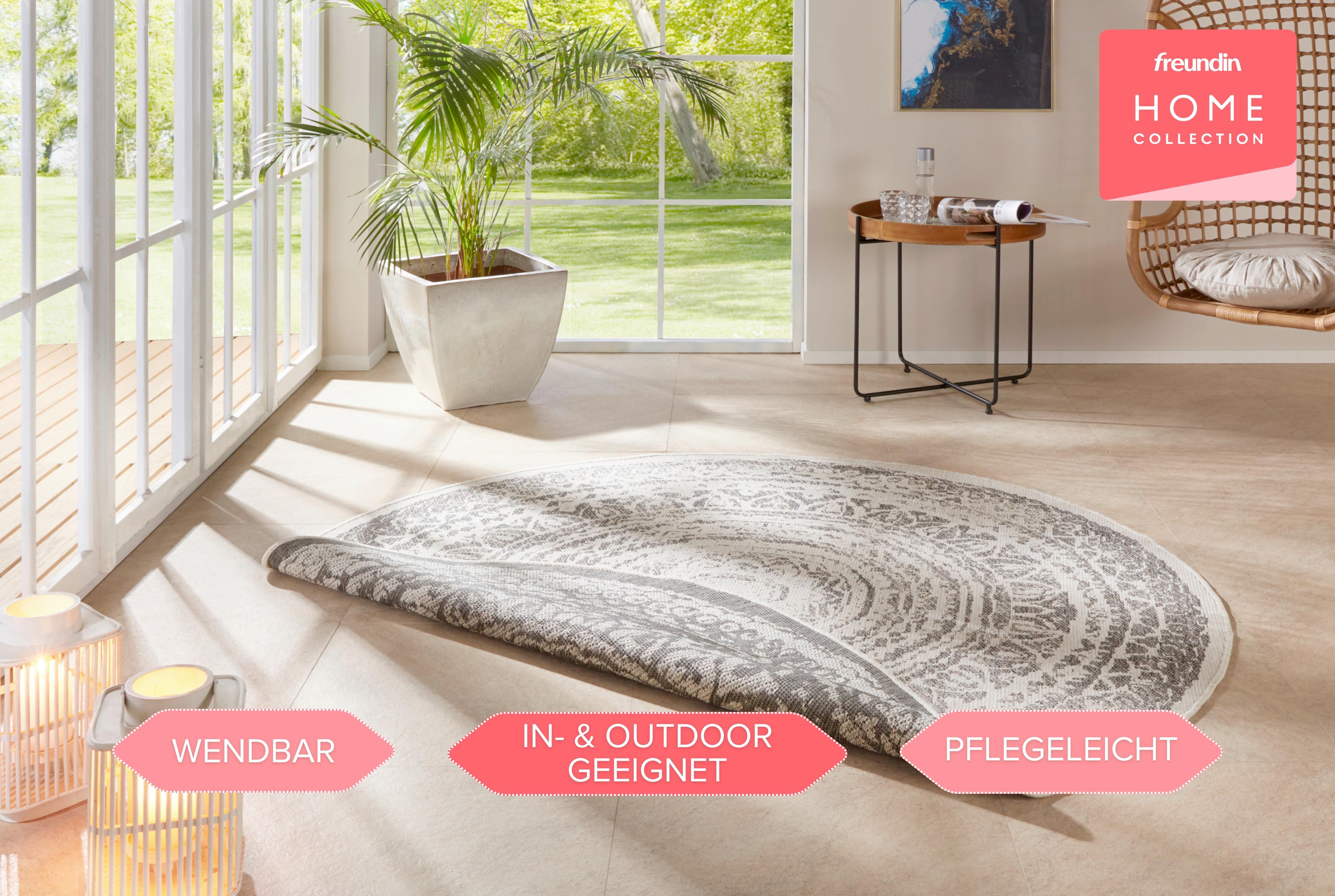 Flachwebeteppich Rosica Grau Ø ca. 200cm - Creme/Grau, Design, Kunststoff (200cm) - Hanse Home