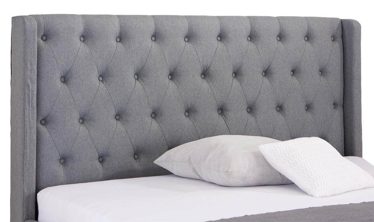 ŁÓŻKO TAPICEROWANE TANJA - jasnoszary/czarny, Modern, materiał drewnopochodny/metal (180/200cm) - Livetastic