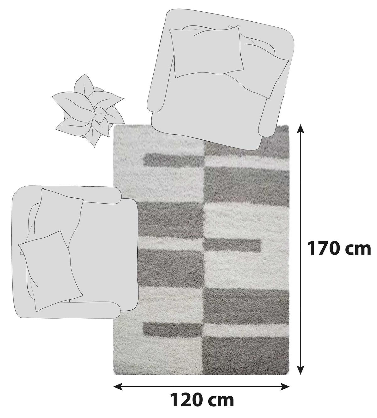 Hochflorteppich Gala Beige ca. 120x170cm - Beige, Design, Textil (120/170cm) - Novel