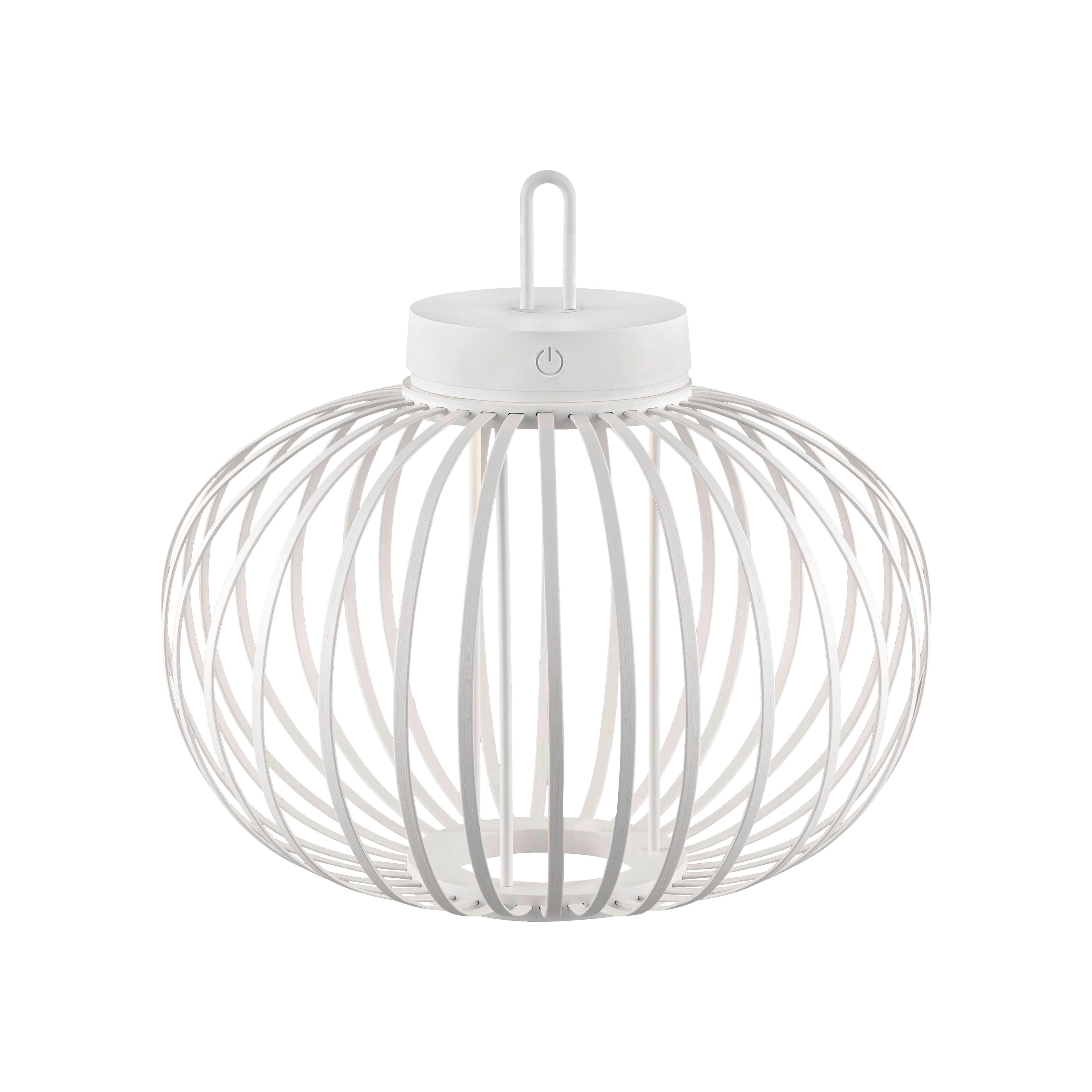 LAMPA STOŁOWA Z AKUMULATOREM AKUBA - biały, Basics, tworzywo sztuczne/drewno (36/36/33cm)