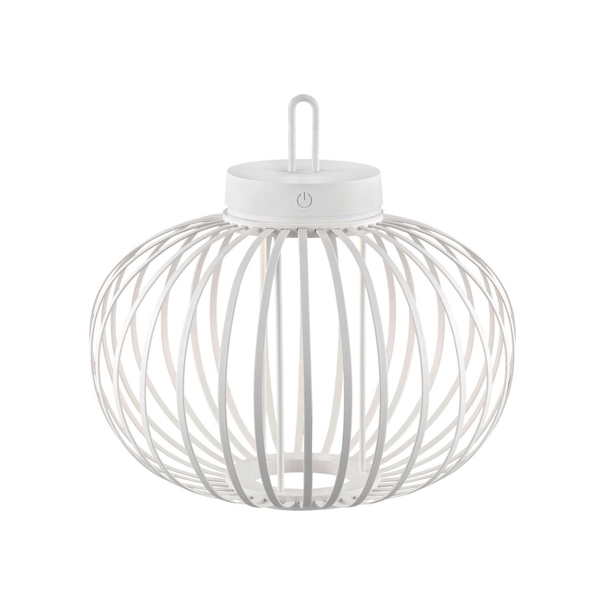 LAMPA STOŁOWA Z AKUMULATOREM AKUBA - biały, Basics, tworzywo sztuczne/drewno (36/36/33cm)