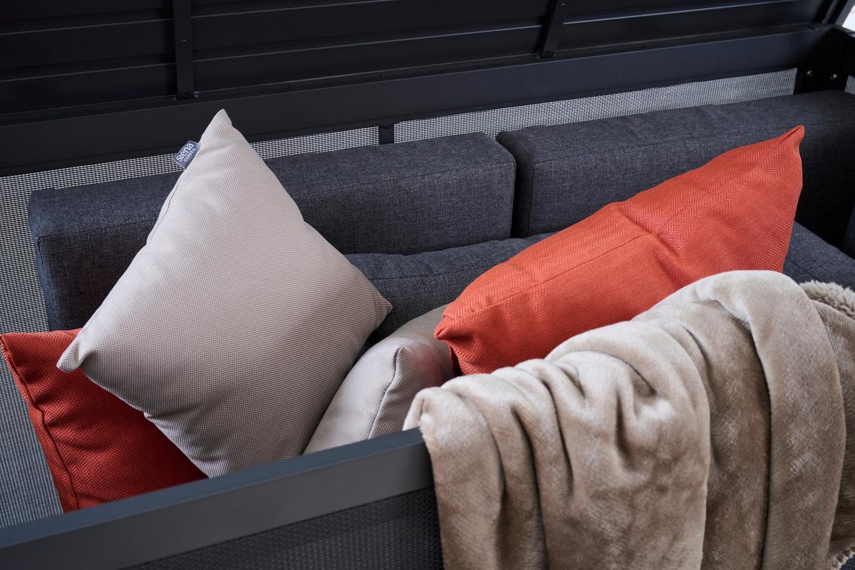 Kissenbox Sabano Grau - Grau, Basics, Kunststoff/Metall (58,7/75/135,5cm) - Siena Garden
