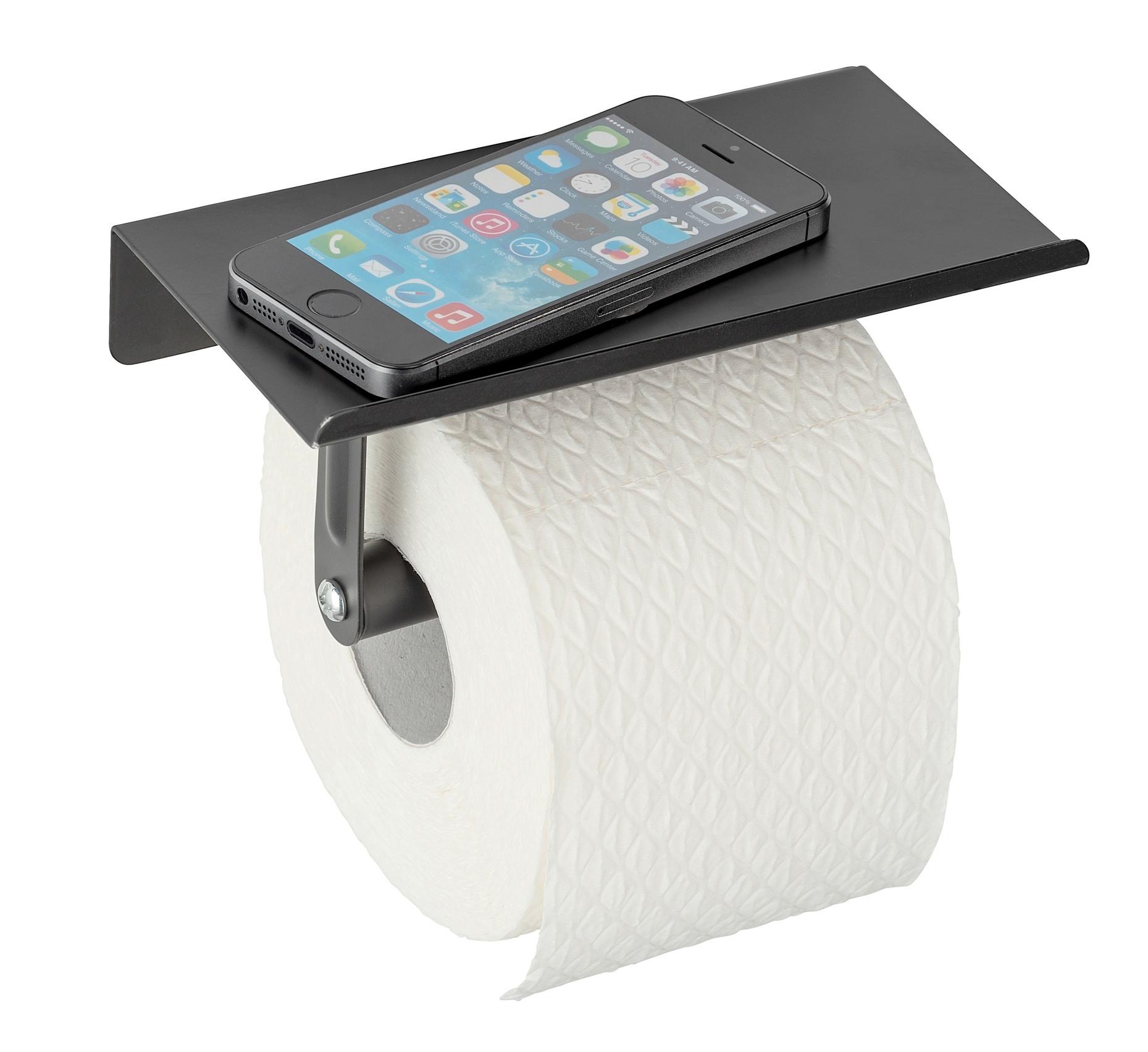 Suport hârtie igienică Allstar Walli - negru, Modern, metal (18/9,5/7,5cm) - Wenko