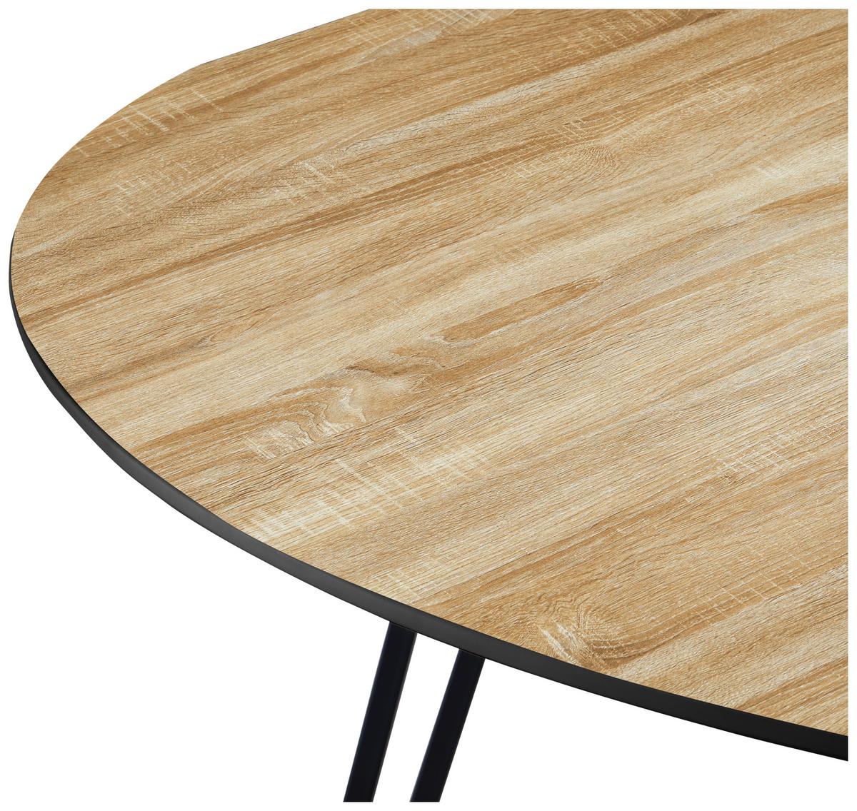 Jedilna Miza Edwin, Barva Hrasta, Ø 120cm - črna/barve hrasta, Trendi, kovina/leseni material (120/75/120cm) - Livetastic