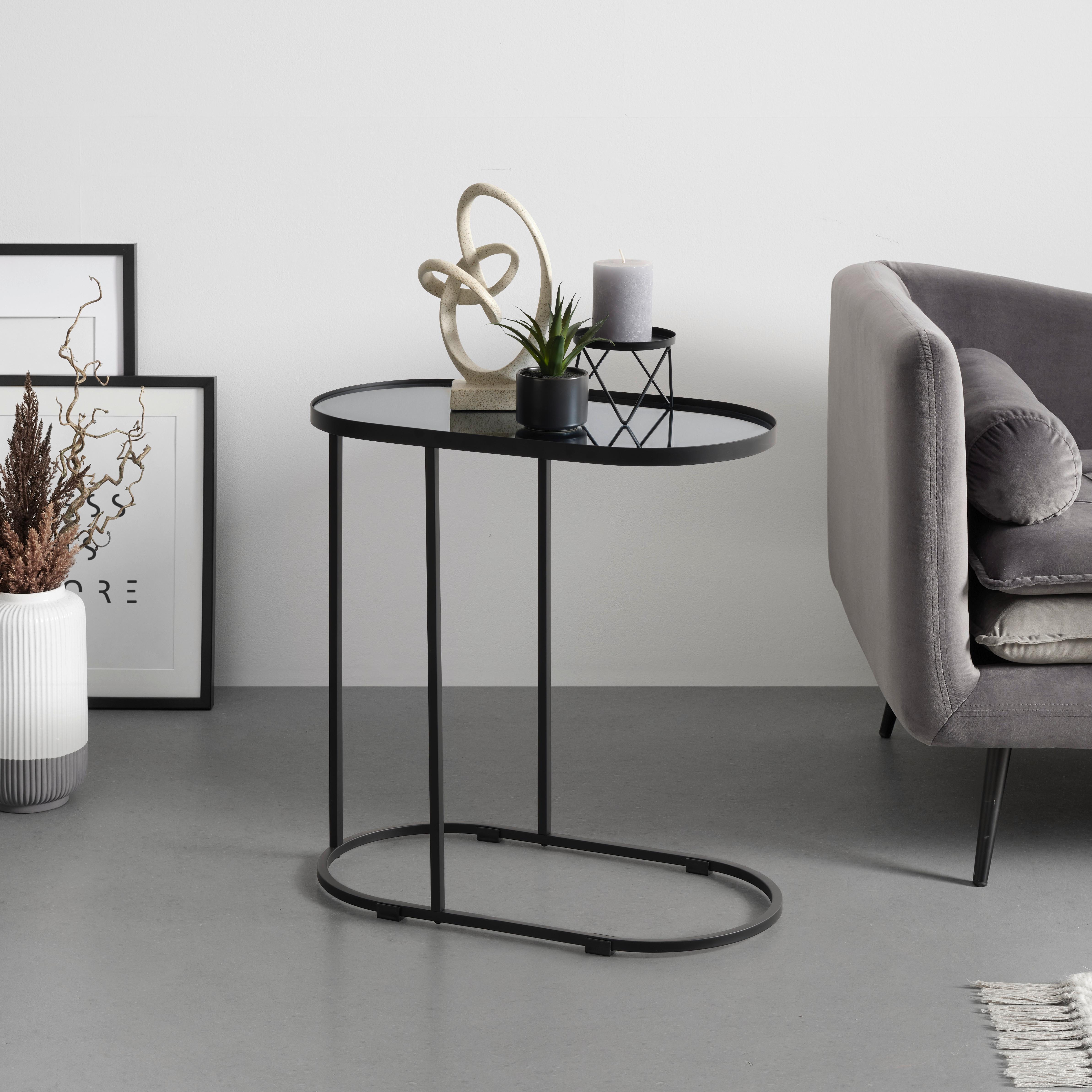 SIDOBORD NOBILE -SB- - svart, Modern, metall/glas (55/55/29cm) - Mömax