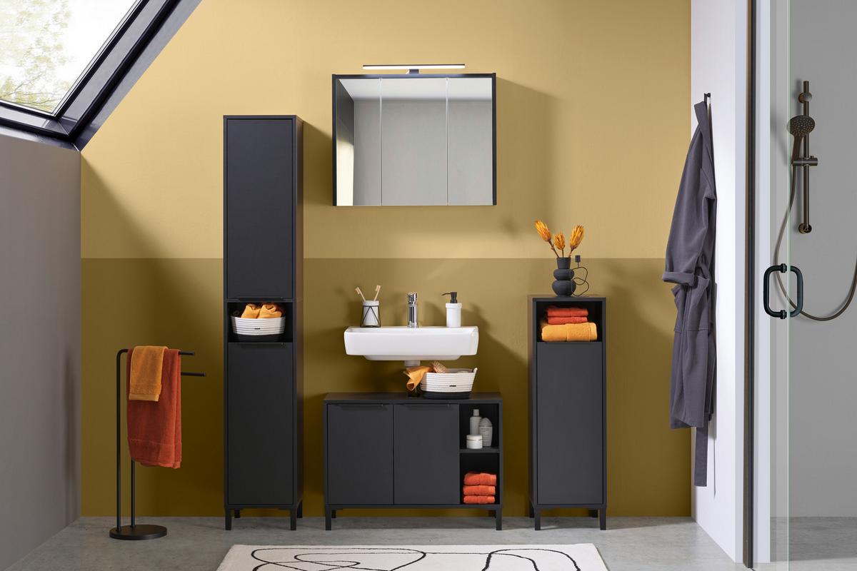 KOMODA WYSOKA INOVA - antracytowy/czarny, Basics, materiał drewnopochodny/tworzywo sztuczne (60/103,5/33cm) - home24