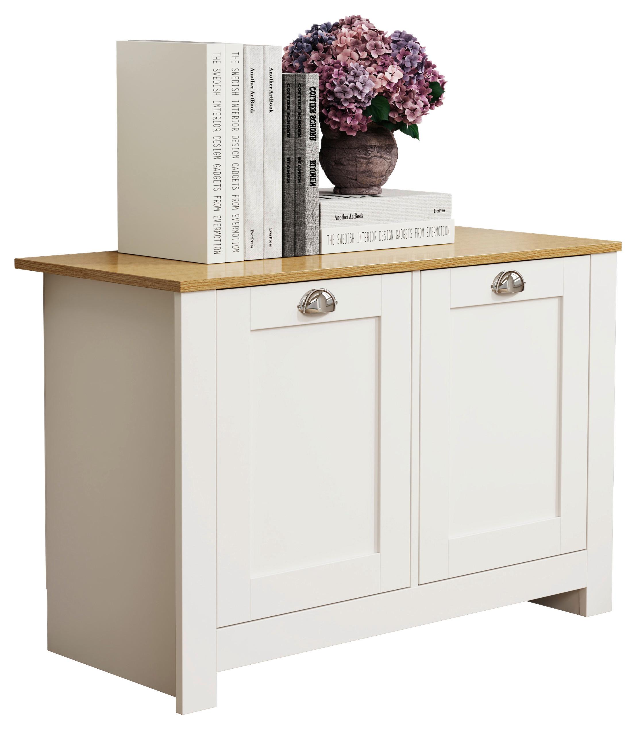 Kommode Balusa M - Honigeiche/Weiss, Lifestyle, Holzwerkstoff/Metall (89/60/40cm) - MID.YOU