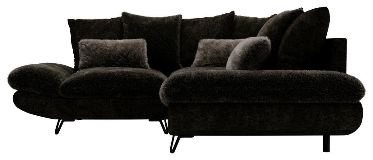 Wohnlandschaft Bormio - Dunkelbraun/Schwarz, Modern, Textil/Metall (276/276cm) - Premium Living