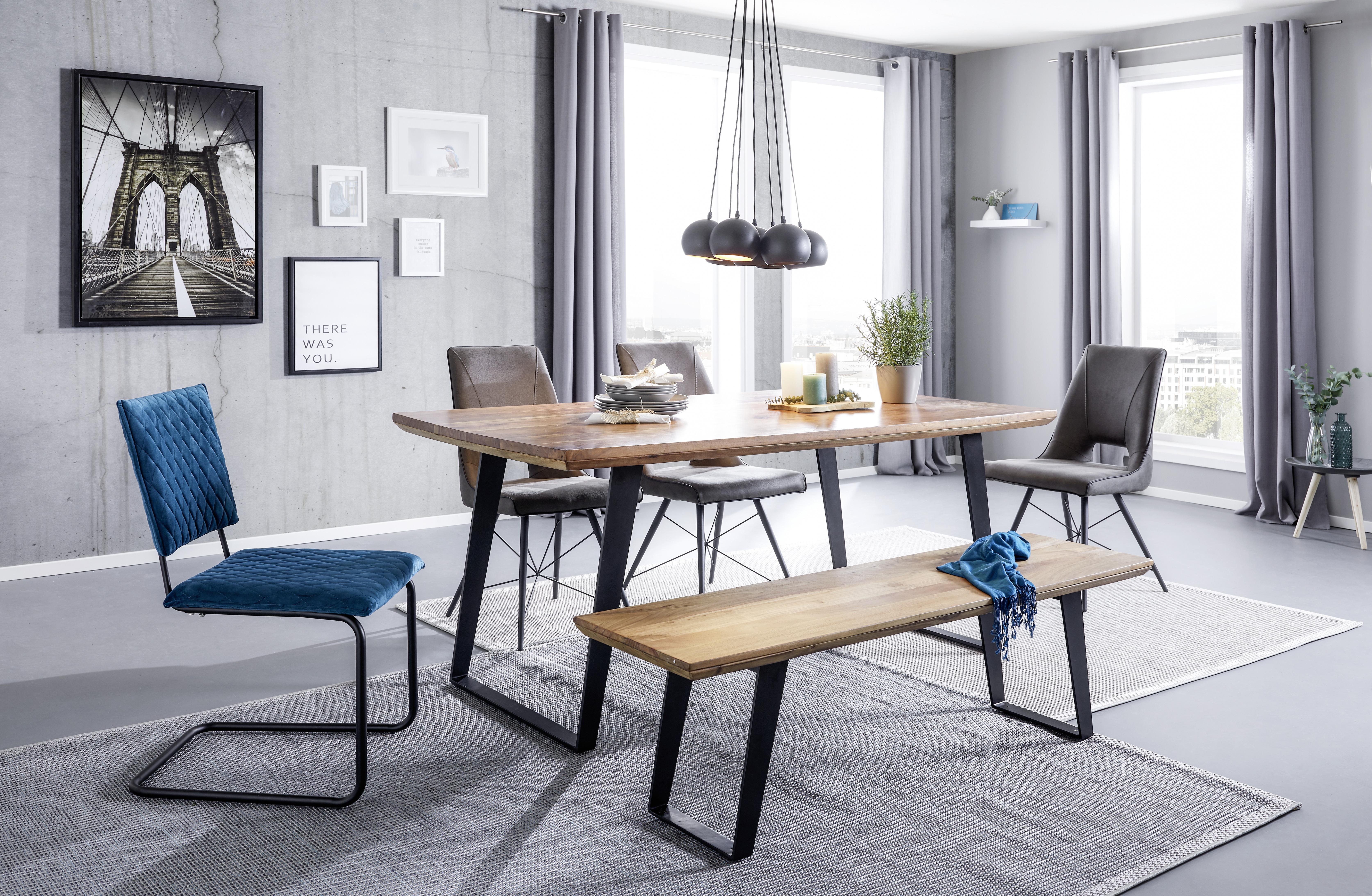 Stuhl in Grau - Schwarz/Grau, MODERN, Holz/Textil (47/91.5cm) - Modern Living
