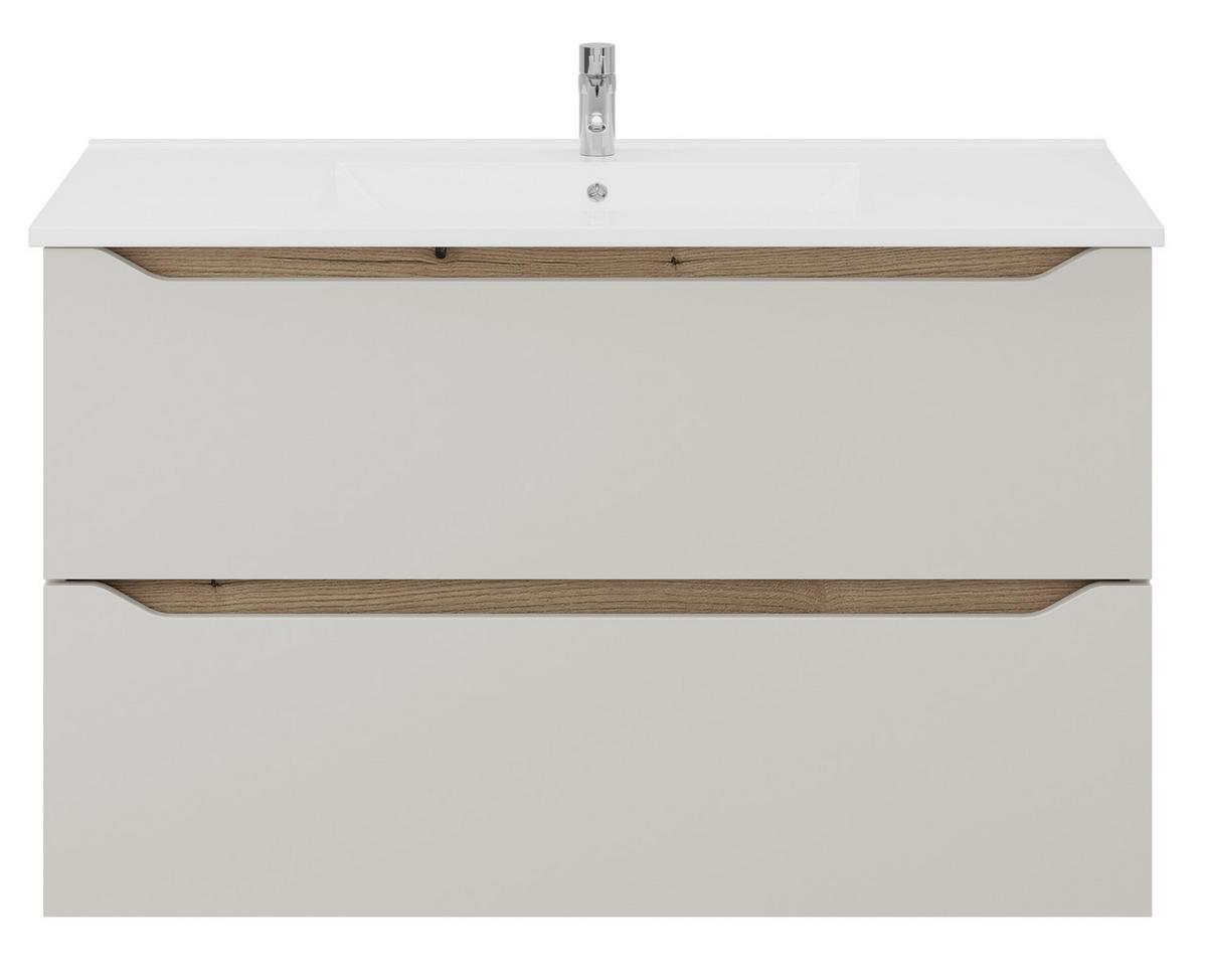 Waschbeckenunterschrank Mallorca Kaschmir/Eiche - Kaschmir/Weiß, MODERN, Keramik/Holzwerkstoff (100/62/46cm) - Based