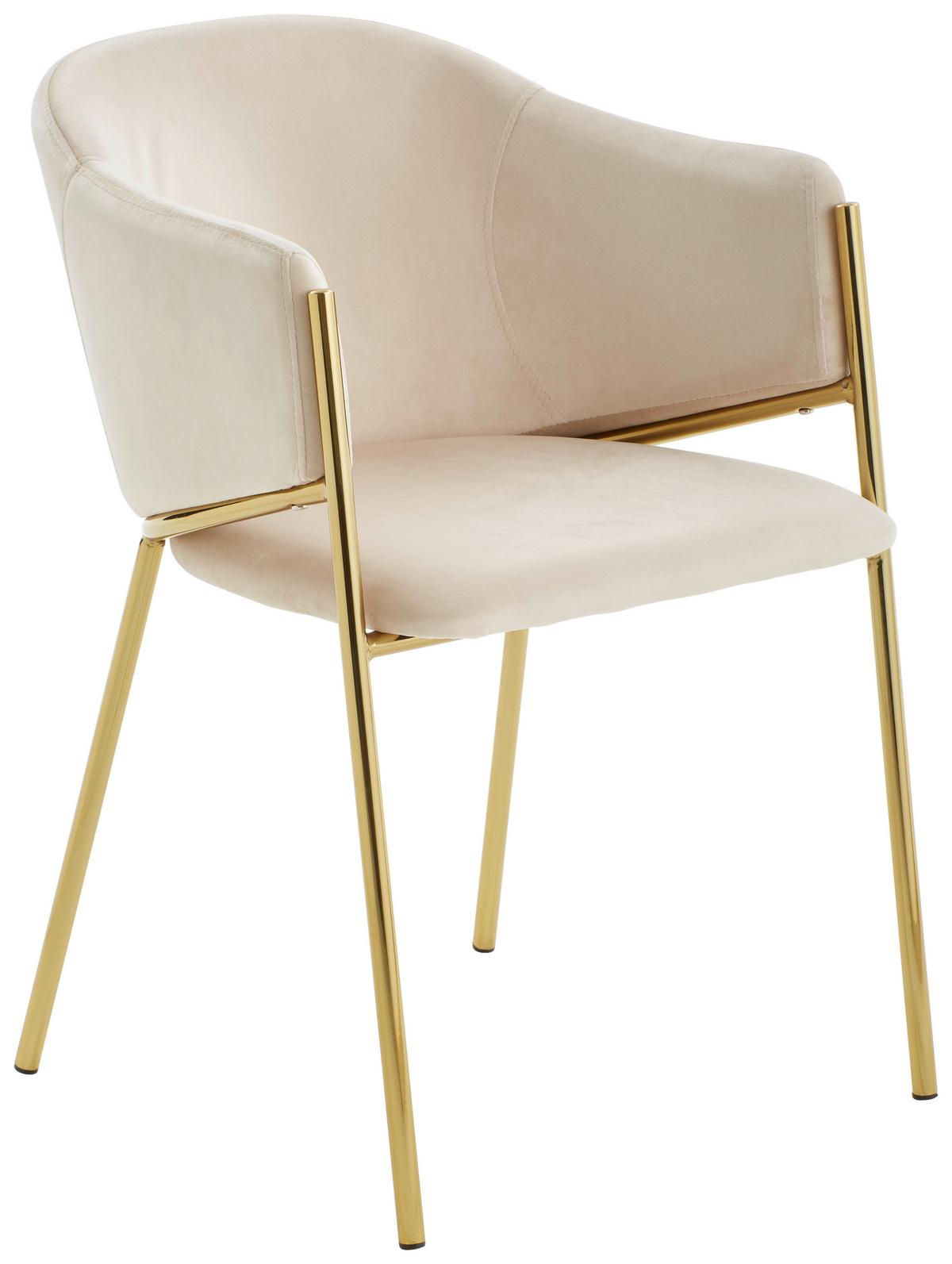 KRZESŁO Z PODŁOKIETNIKAMI KRONOS -TREND- - kolor złoty/taupe, Trend, metal/drewno (53/77/60cm) - Livetastic