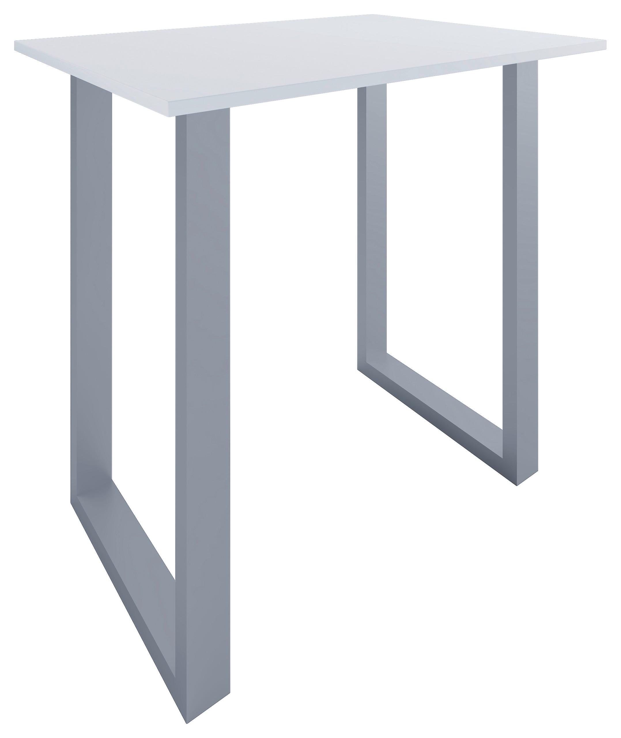 Bartisch XONA Silber/ Weiß ca.110x102x80cm - Silberfarben/Weiß, KONVENTIONELL, Holzwerkstoff/Metall (110/102/80cm)