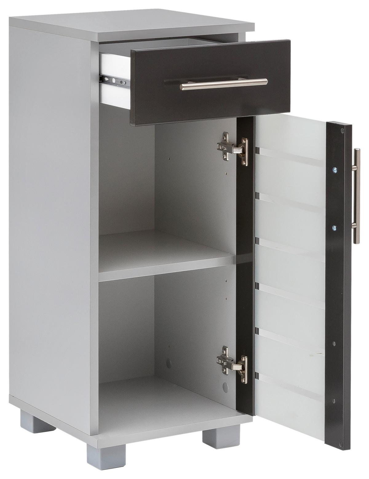 Unterschrank Niko Anthrazit/Silber - Edelstahlfarben/Anthrazit, MODERN, Glas/Holzwerkstoff (30,3/75,3/32,6cm) - MID.YOU