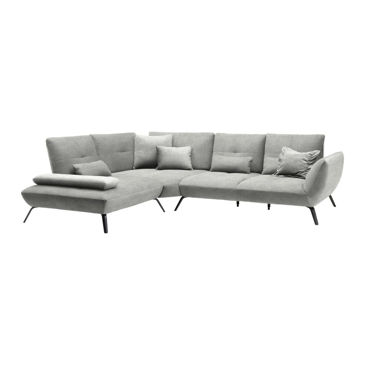 Wohnlandschaft Trendy Silberfarben - Silberfarben/Schwarz, MODERN, Holzwerkstoff/Textil (250/93/310cm) - Premium Living