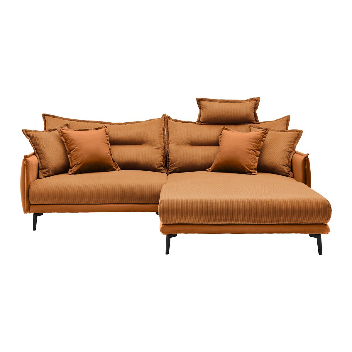 Ecksofa Nuovo Orange - Schwarz/Orange, MODERN, Textil/Metall (245/72-113/190cm) - Mömax