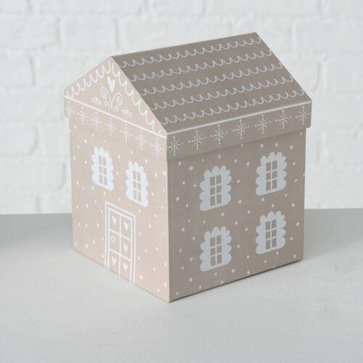 Dekobox Villana I in Weiss/Beige - Weiss/Beige, Romantik / Landhaus, Papier (12,5/16/12,5cm) - Premium Living