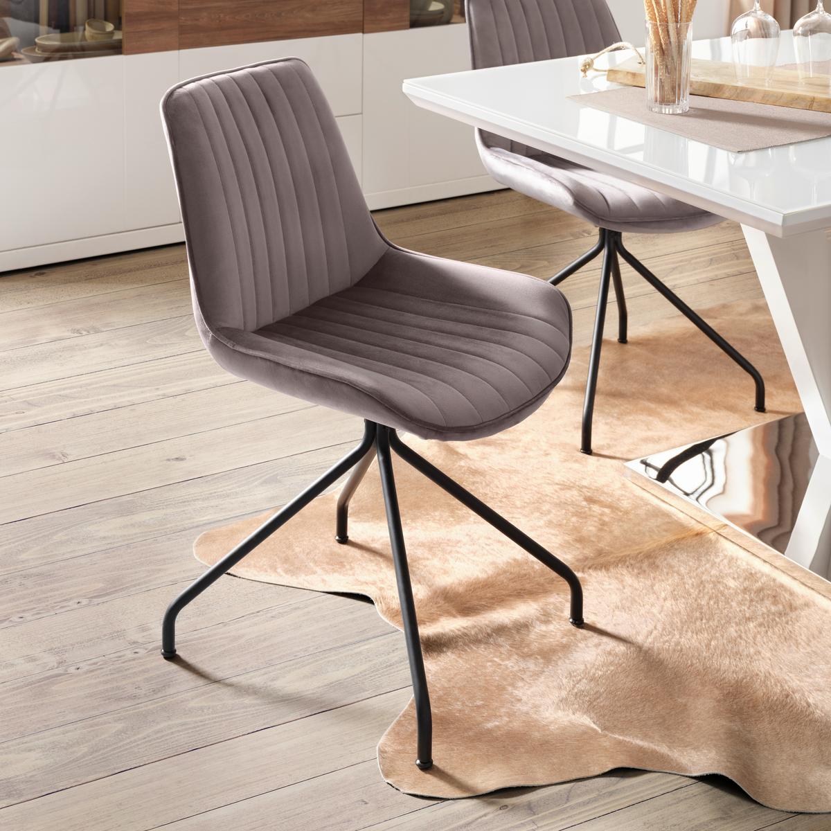 chaise aus Samt in Grau - gris/noir, Modern, métal/textile (50/83,5/51cm) - Mömax