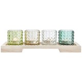 Teelichthalter Rory inkl. Gläser ca. 34/11cm - Multicolor/Naturfarben, MODERN, Glas/Holz (34/11/9cm) - Mömax modern living