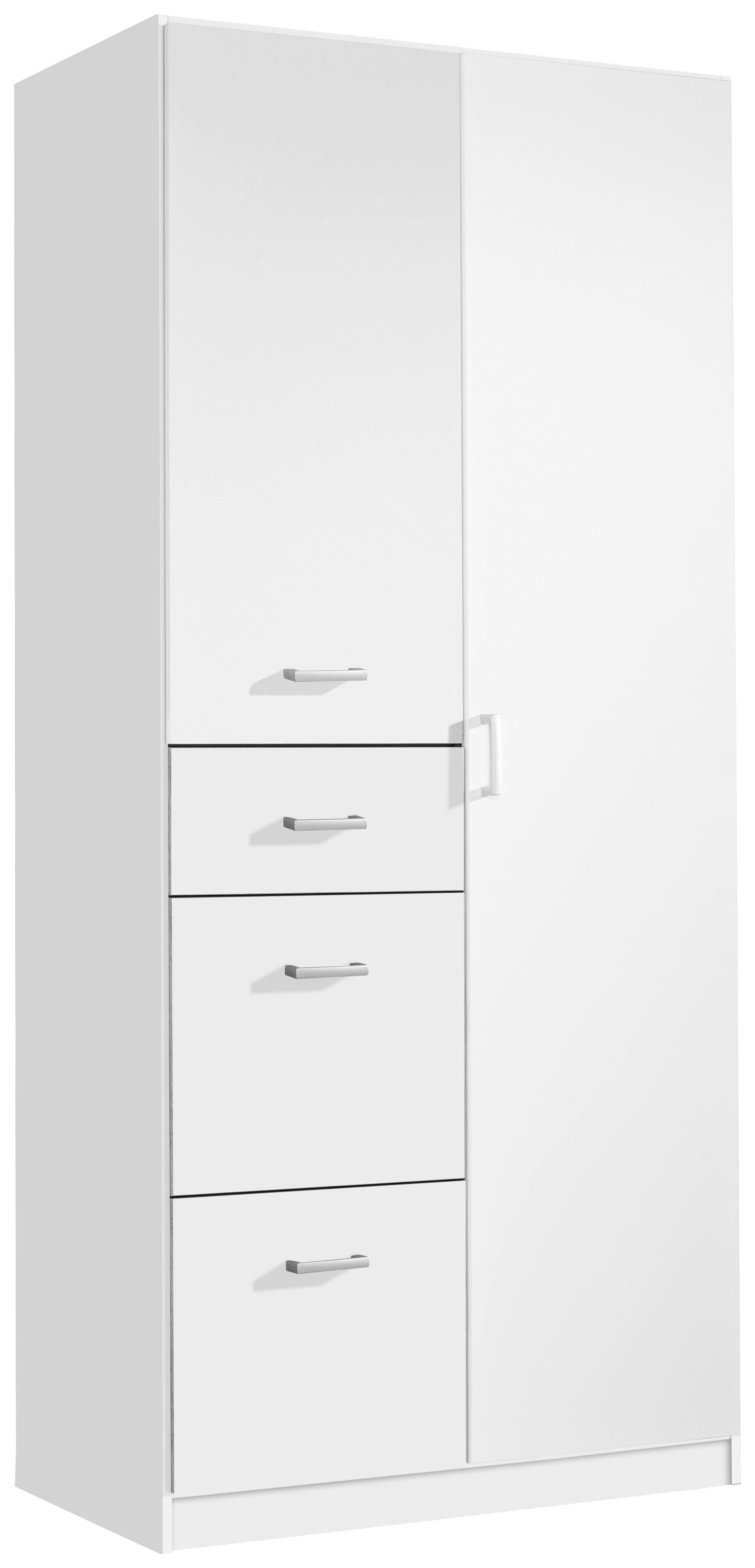Omara S Klasičnimi Vrati Point - aluminij/bela, Moderno, umetna masa/leseni material (91/197/54cm) - Modern Living