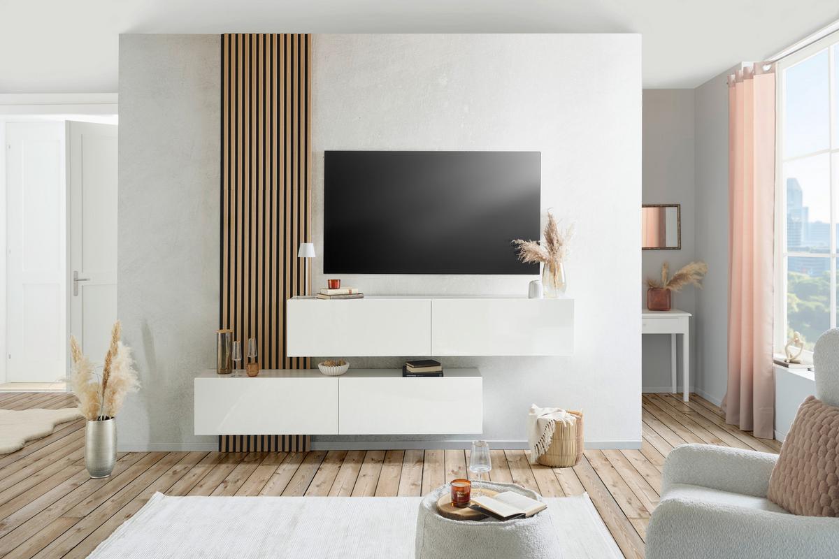 Tv Komoda Otis - bijela visoki sjaj, Moderno, drvni materijal/plastika (180/37/31,6cm) - Modern Living