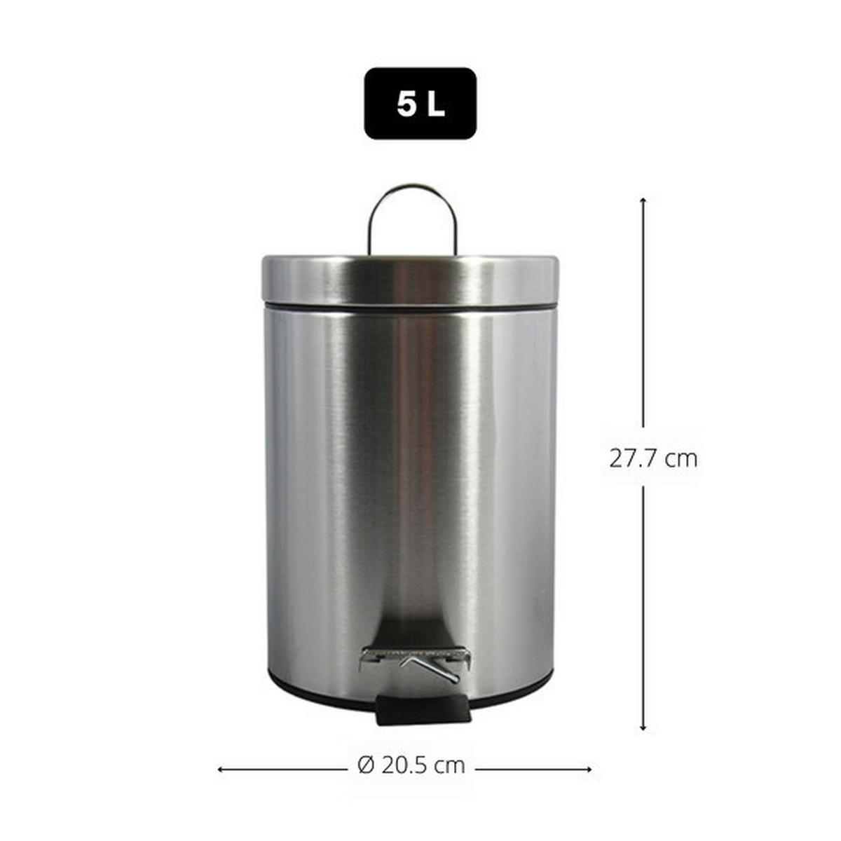 Treteimer 100155 - Silberfarben/Schwarz, Basics, Kunststoff/Metall (20,5/27,7cm)