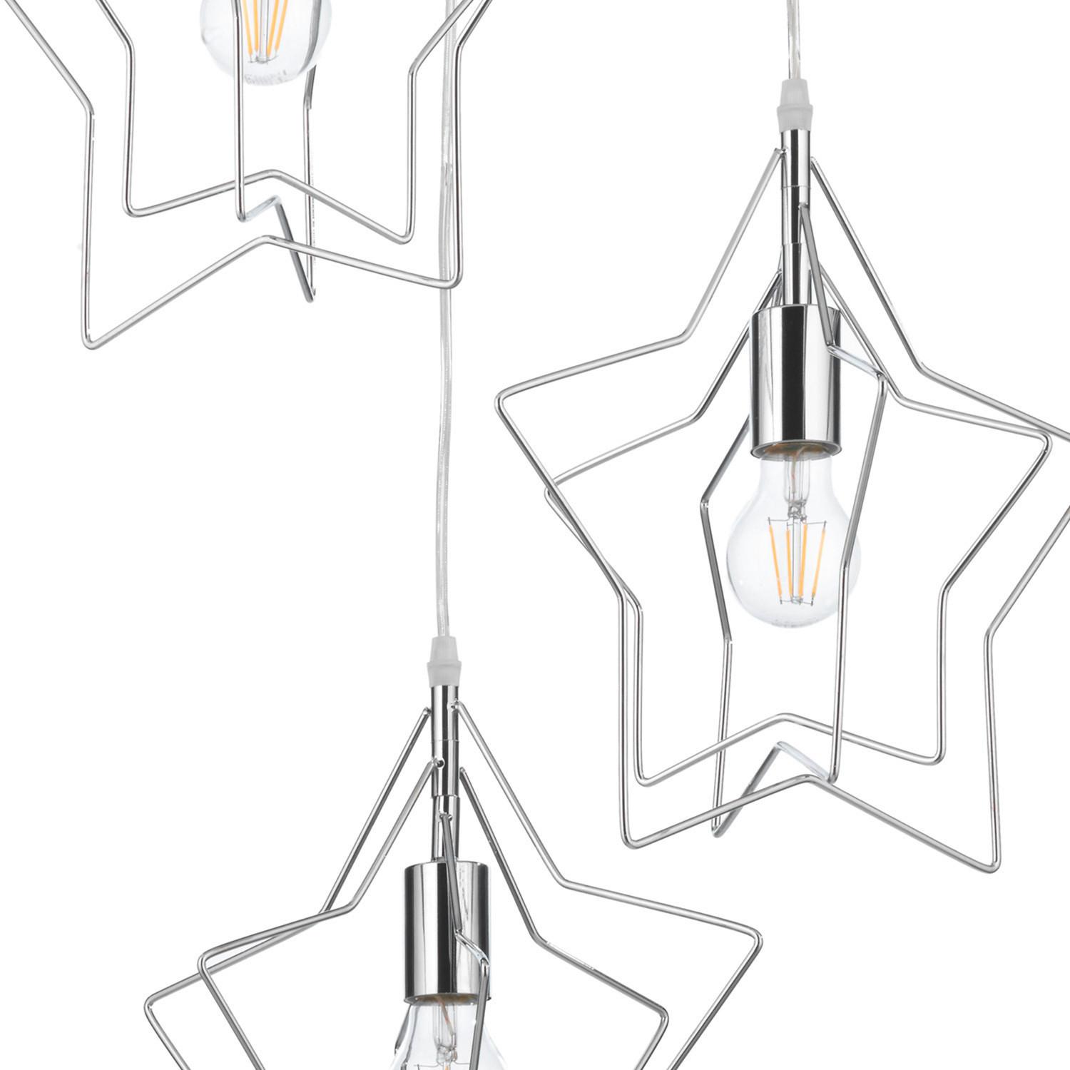 Kinderhängeleuchte Estrella Chromfarben max. 22 Watt - Chromfarben, Design, Metall (38/120cm)