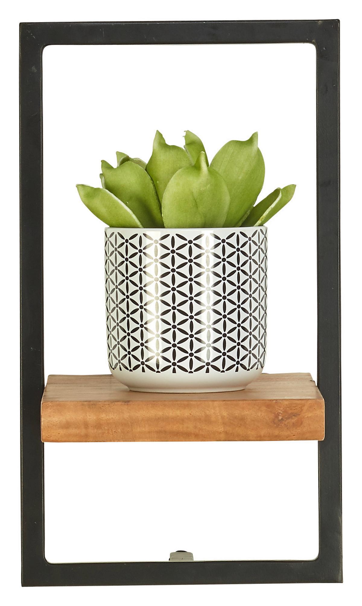 REGAŁ ŚCIENNY VALO - kolor akacjowy/czarny, Trend, metal/drewno (20/35/25cm) - Landscape