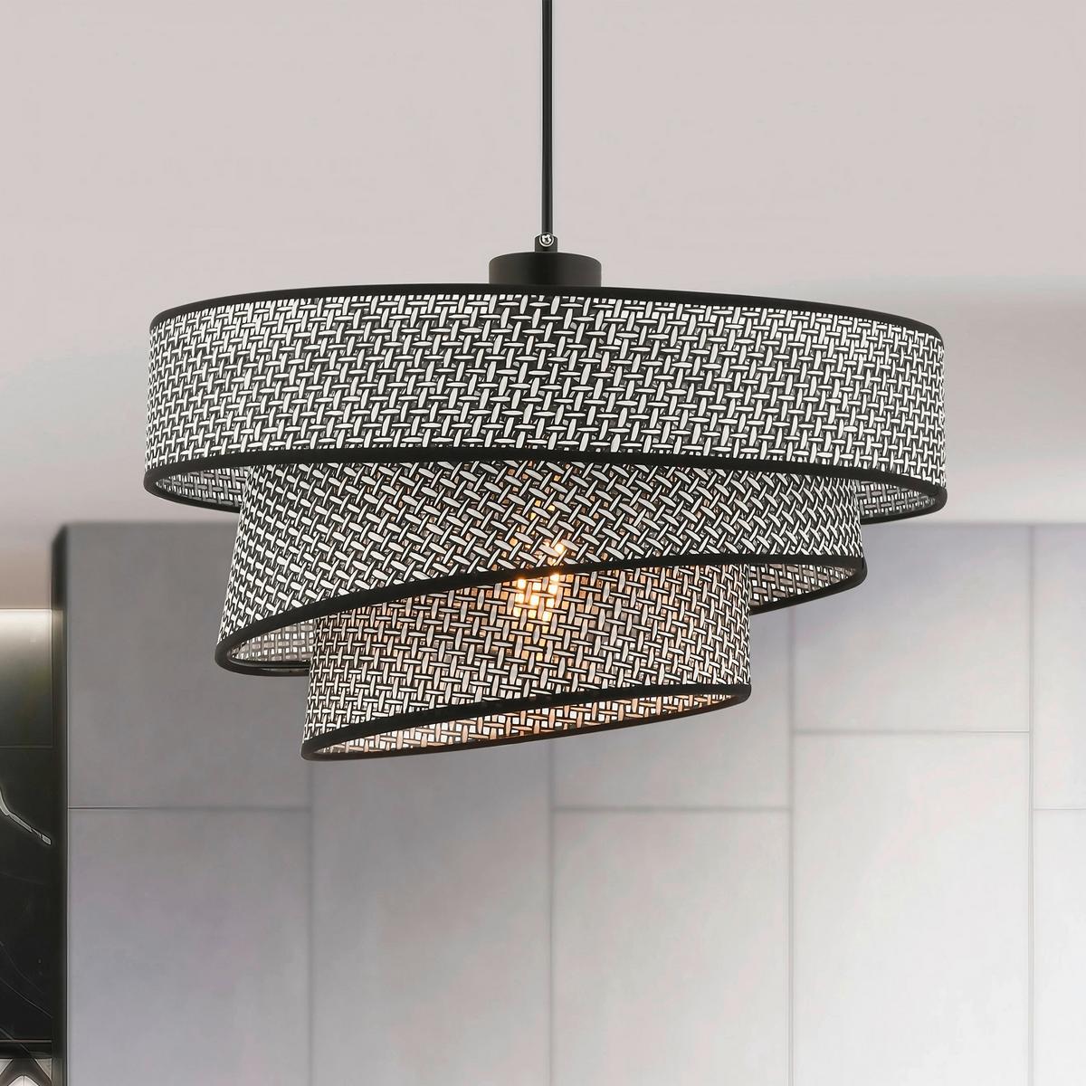 LAMPA WISZĄCA COUPER HAZERAN - GREY, BLACK - czarny/szary, Design, metal/tkanina (40/72cm) - P & B