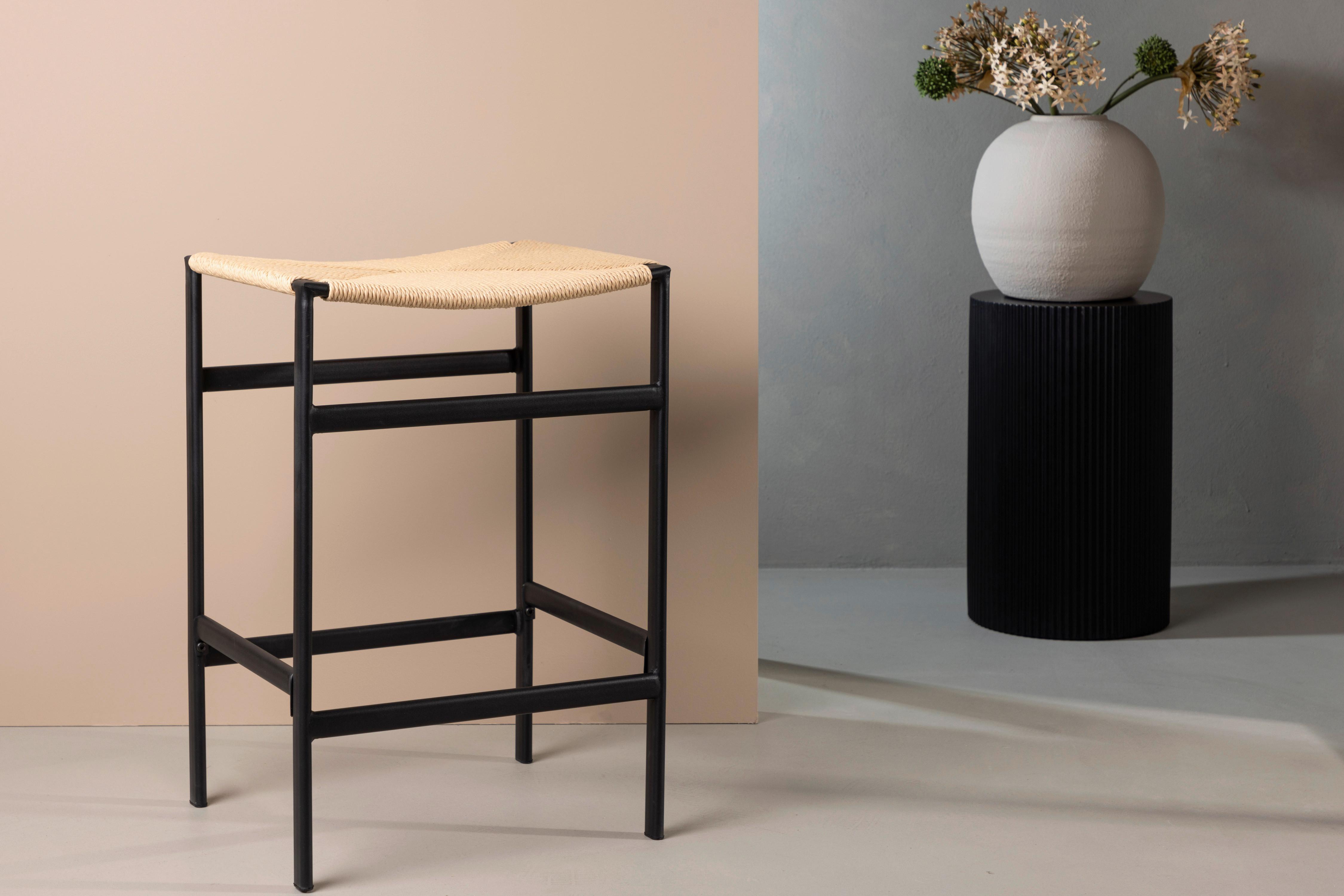 BARHOCKER-SET POLLY - Beige/Schwarz, Design, Holz/Metall (45/66/40cm) - Livetastic