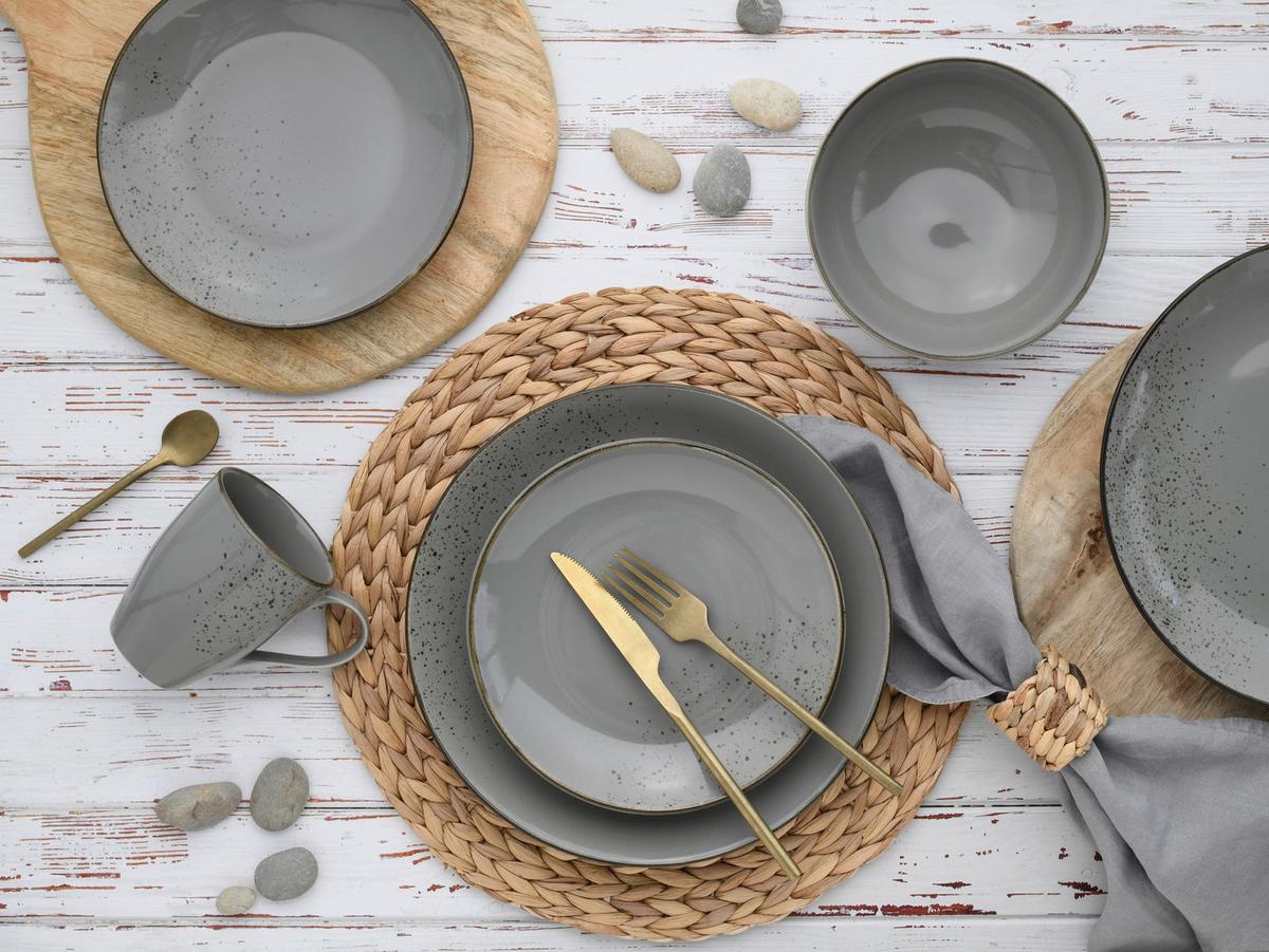 Kombinirani Servis Stone, 16-Delni - siva, Basics, keramika - Creatable