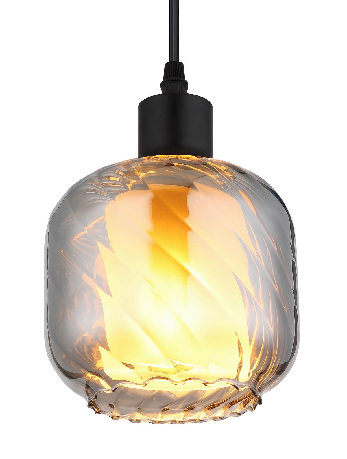 HÄNGELEUCHTE 15754H  XIA - Opal/Schwarz, Design, Glas/Kunststoff (14/120cm) - Globo