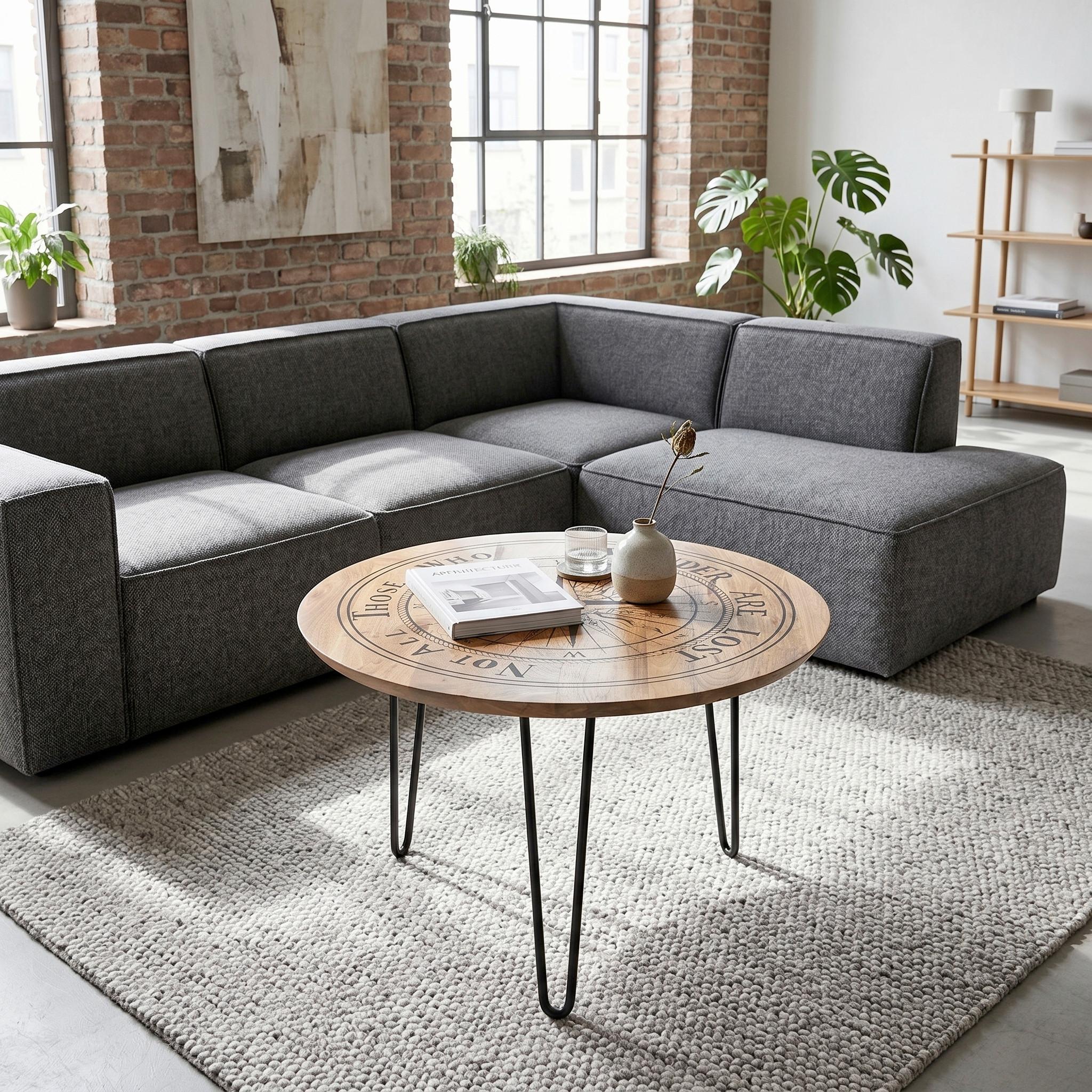 SOFFBORD NEVIS - svart/naturfärgad, Natur, metall/trä (70/70/45cm) - Mömax
