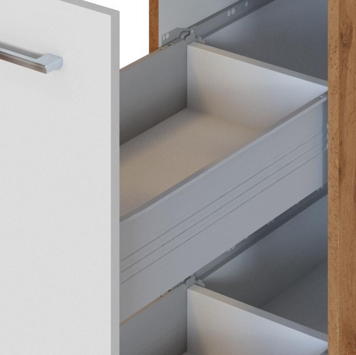 Held Apothekerschrank ca. 30 cm Weiß/Eiche - Chromfarben/Eichefarben, MODERN, Holzwerkstoff/Metall (30/200/60cm) - Held
