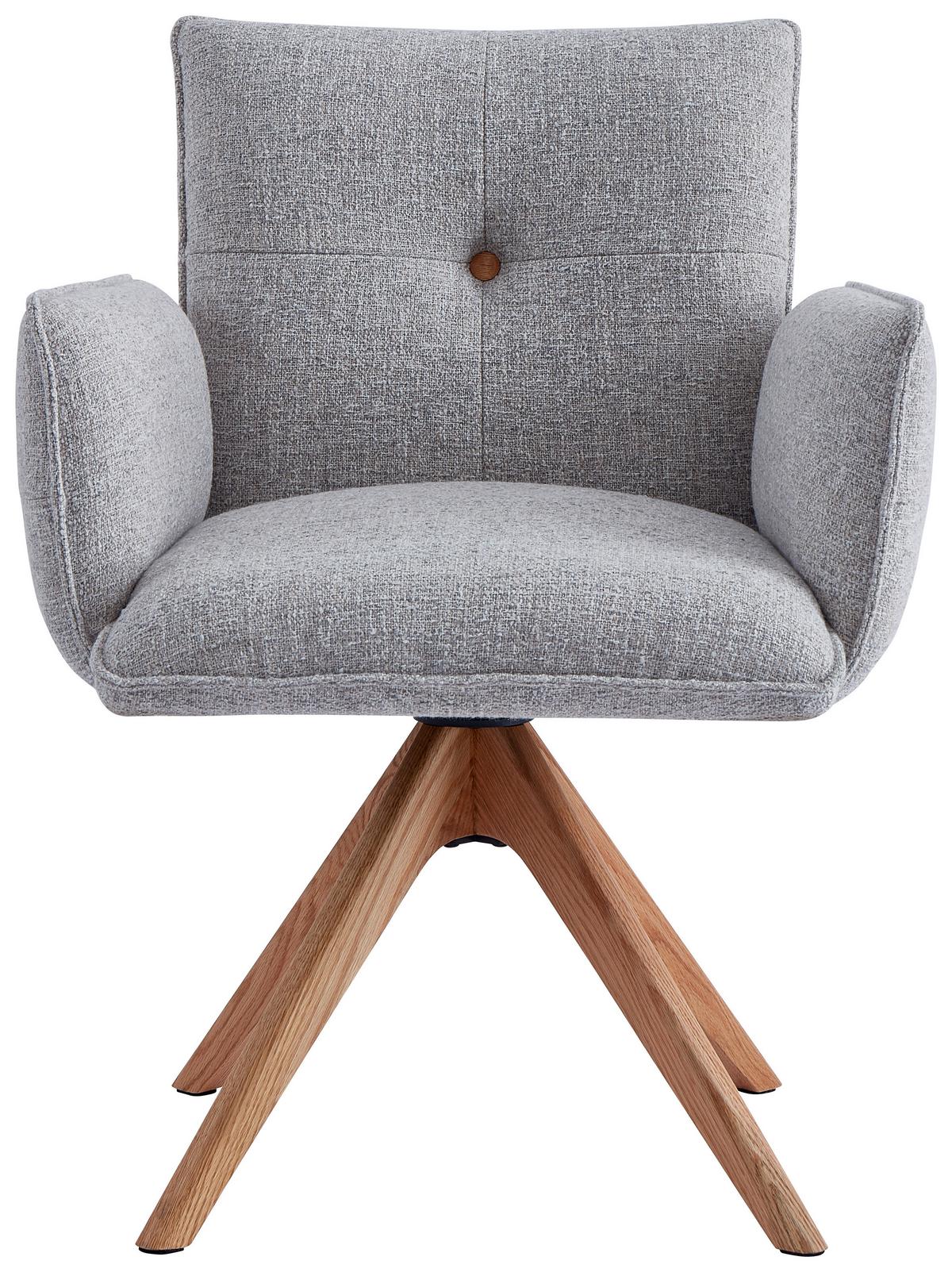 KRZESŁO Z PODŁOKIETNIKAMI COCO 2.0 -EXKLUSIV- - kolor dębowy/taupe, Design, drewno/tkanina (63/63/82cm) - Novel