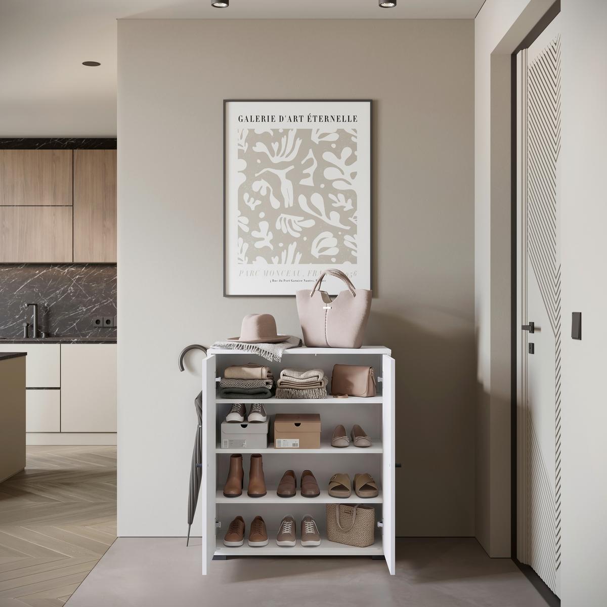 Omara Za Čevlje Dino, Bela - črna/bela, Basics, kovina/umetna masa (70/80/33cm) - P & B