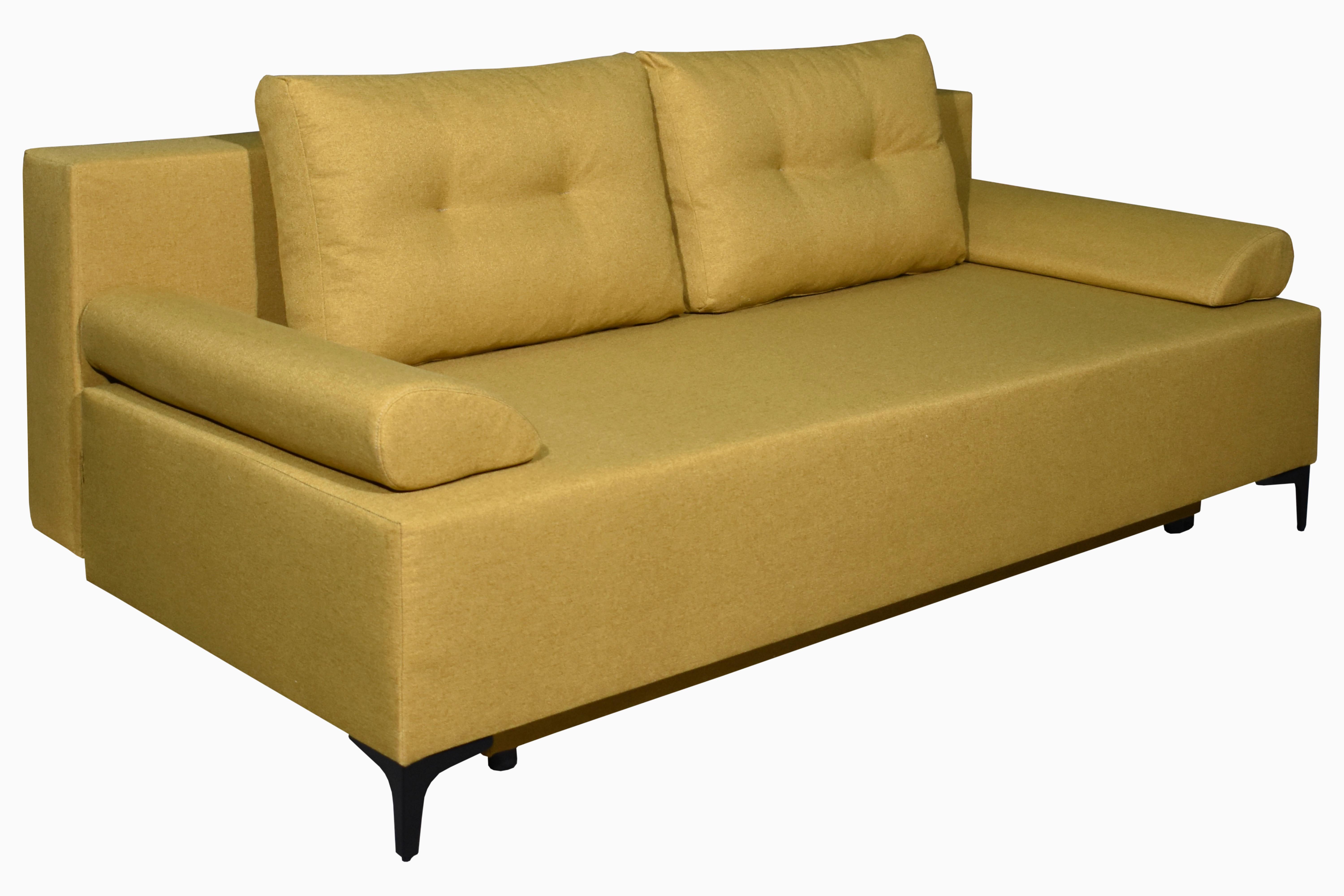 Canapea extensibila LONDON - galben muștar, Modern, lemn/metal (198/90/101cm) - Modern Living