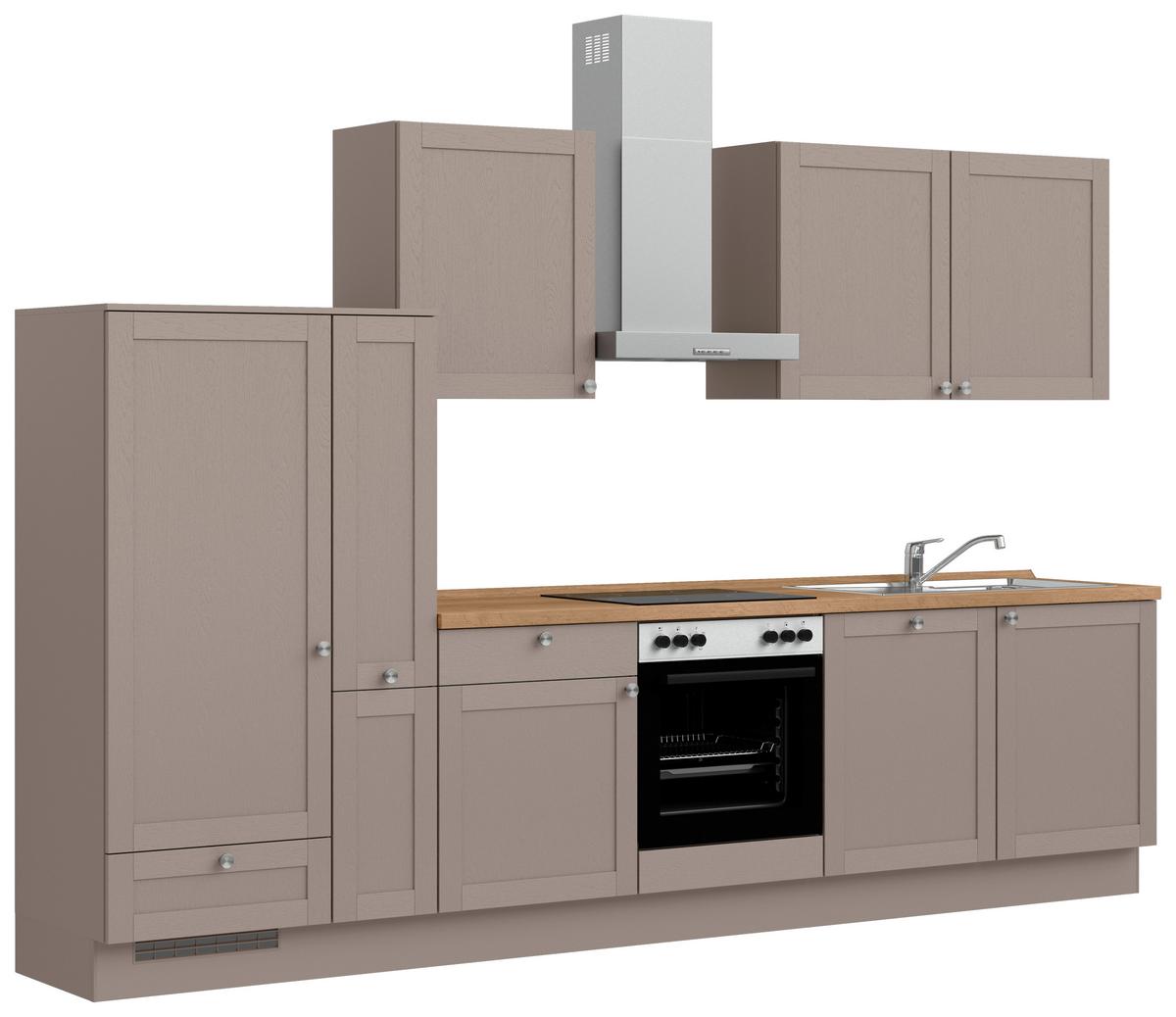Küchenleerblock Frame Low o. Geräte Beigebraun - Edelstahlfarben/Eichefarben, MODERN, Holzwerkstoff/Metall (330cm) - Nobilia