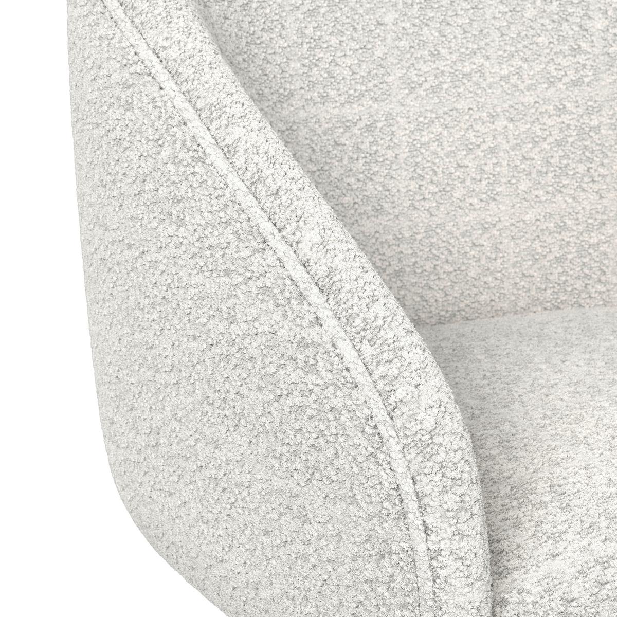Armlehnstuhl Maia Weiß Chenille Drehbar Gepolstert - Weiß, MODERN, Textil/Metall (60/84,5/59cm) - Bessagi Home