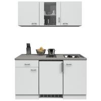 Miniküche Wito m. Geräten B: ca. 150cm Weiß - Edelstahlfarben/Hellgrau, MODERN, Glas/Holzwerkstoff (150,5cm) - FlexWell