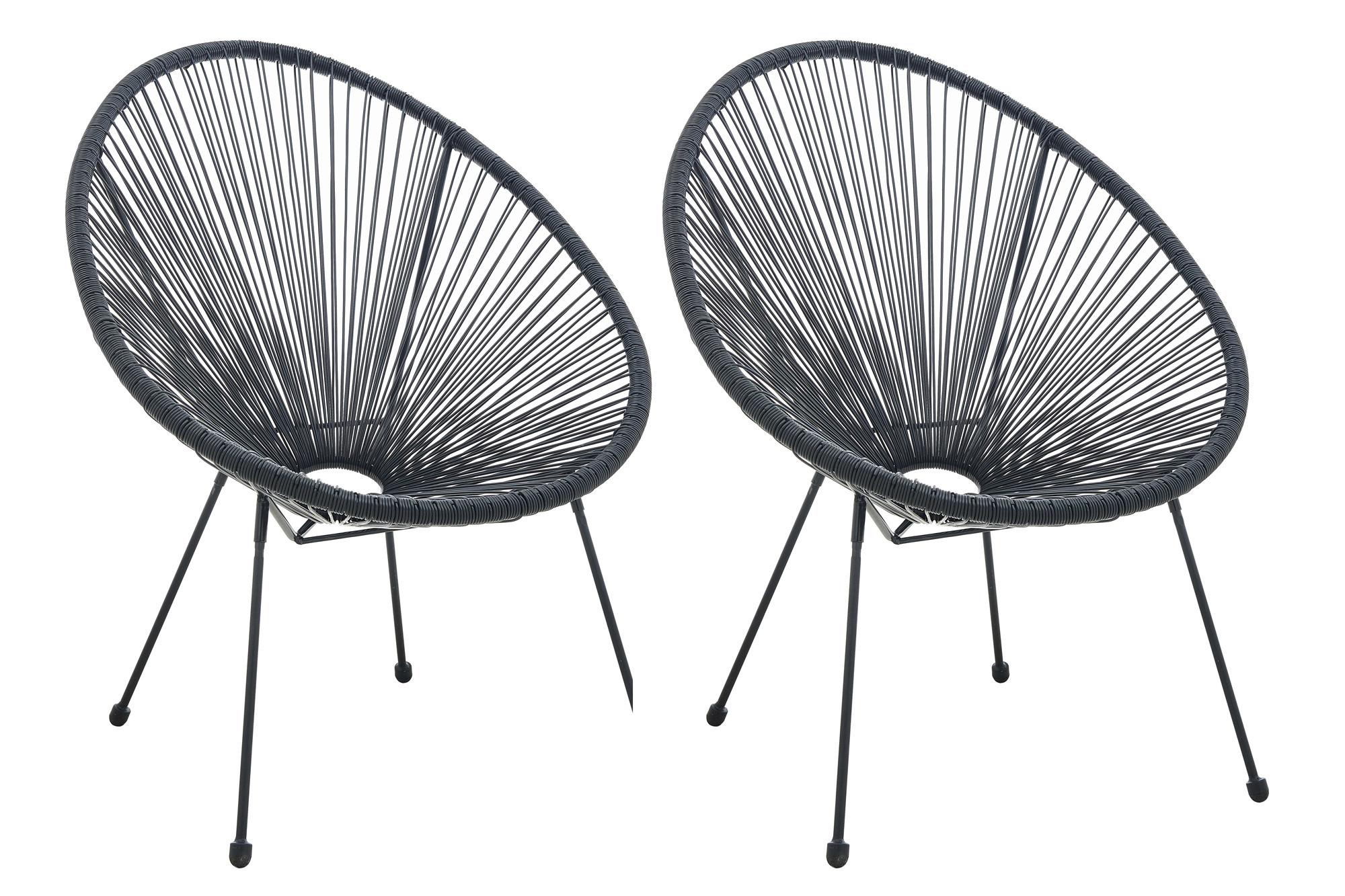 GARTENSTUHL-SET STUHL 2ER-SET SCHWARZ - Schwarz, Design, Kunststoff/Metall (73/88/73cm) - Gardenson