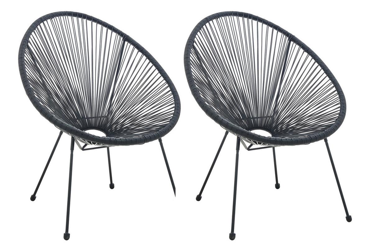 GARTENSTUHL-SET STUHL 2ER-SET SCHWARZ - Schwarz, Design, Kunststoff/Metall (73/88/73cm) - Gardenson