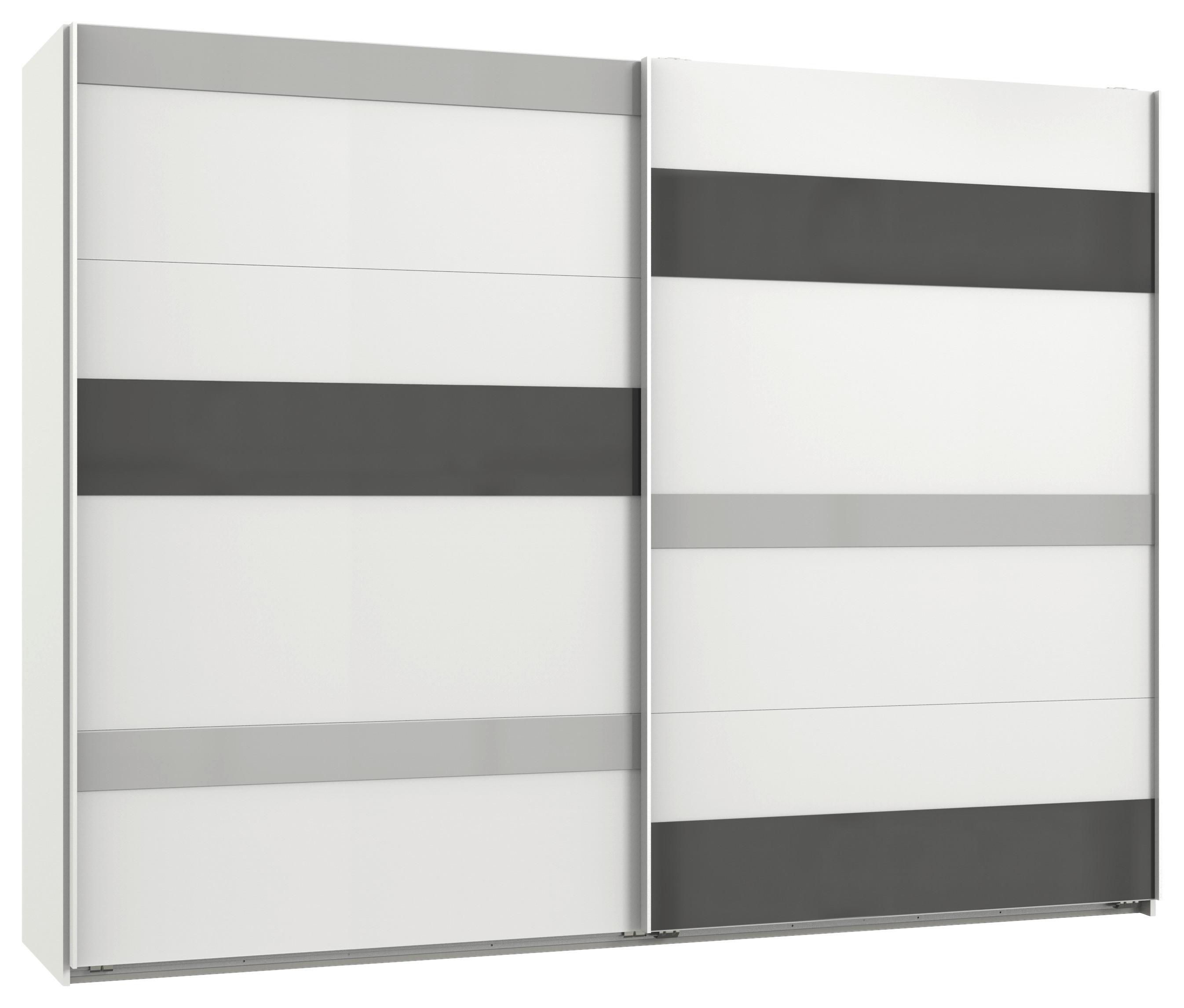 Ormar S Kliznim Vratima Monaco - bijela/siva, Moderno, staklo/drvni materijal (270/210/65cm) - Modern Living