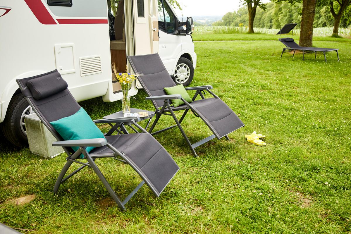 GARTEN-RELAXLIEGE Premium B: 75cm - Anthrazit, KONVENTIONELL, Textil/Metall (75/123/91cm) - Siena Garden